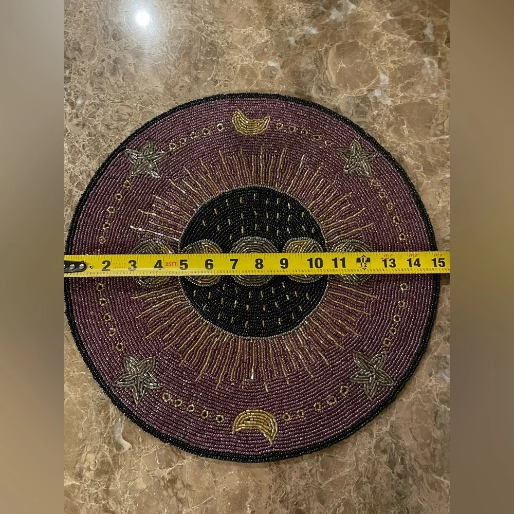 NWOT Purple Celestial Moon Phase Beaded Placemat Charger